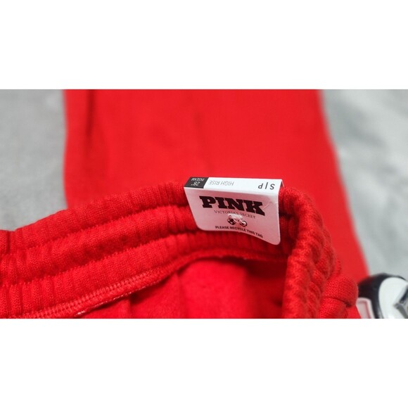 Victoria's Secret Women's Small Short Red Ivy Fleece Split Hem Flare Sweatpants - Picture 6 of 9